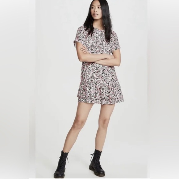 MINKPINK Make Your Move Floral Tiered Ruffle Mini Dress SZ XS Pink - Picture 1 of 6